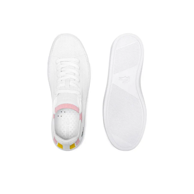 LACOSTE Breathable Low Top Skateboard Shoes Women's White Pink-4