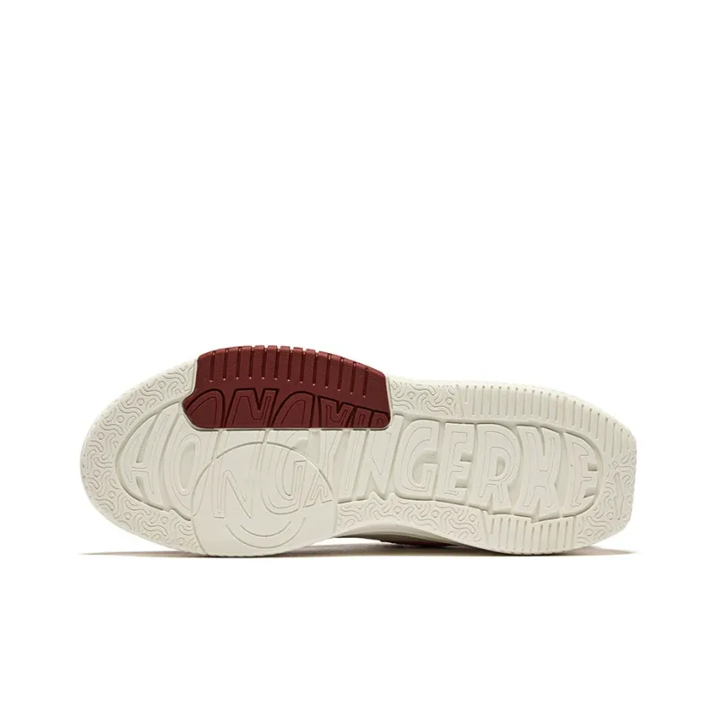 Erke Caramel Latte 2.0 Durable Breathable Low Top Skateboard Shoes Men's Microcrystal White Bordeaux Red-3