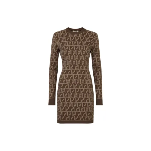 FENDI Long-Sleeved Dresses Women's Brown