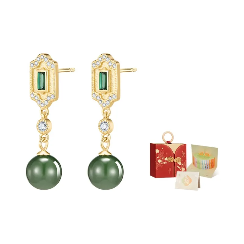 MAMADESHOUHU Hetian Jade Earrings Jasper Women's-4