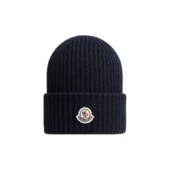 Moncler Logo Patch Ribbed Beanie