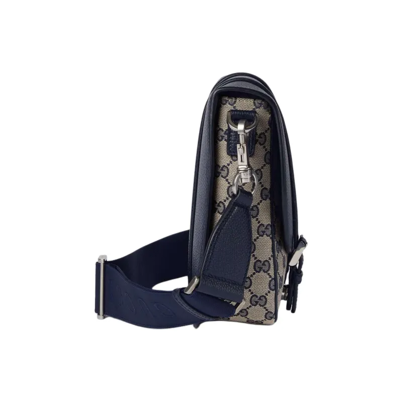 GUCCI Original Canvas Cross Shoulder Bag Men's Beige & Blue-2