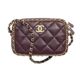 CHANEL Lambskin Crossbody Bag, Shoulder Bag Trumpets Women's Bordeaux Red