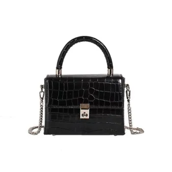 Carksky PU Portable Crossbody Bag Shoulder Bag Women's Black/White