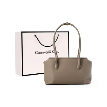 Carnival Keep Top Grain Cow Leather Handbag Shoulder Bag Regular Women's Gray/Black