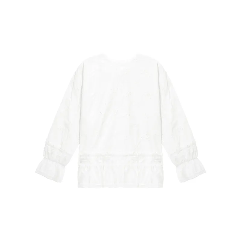 UNVESNO Shirts Women's Lace White-1