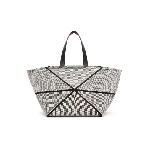 LOEWE Jacquard Canvas With Leather Tote Bag, Shopping Bag, Shoulder Bag, Handbag Extra Large Women's Natural & Black