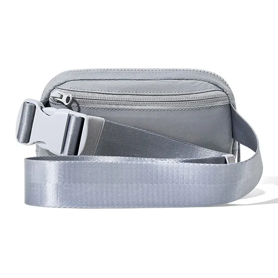 BOSTANTEN Fabric Fanny Pack Sling Bags Small Size Unisex Black/Gray-11