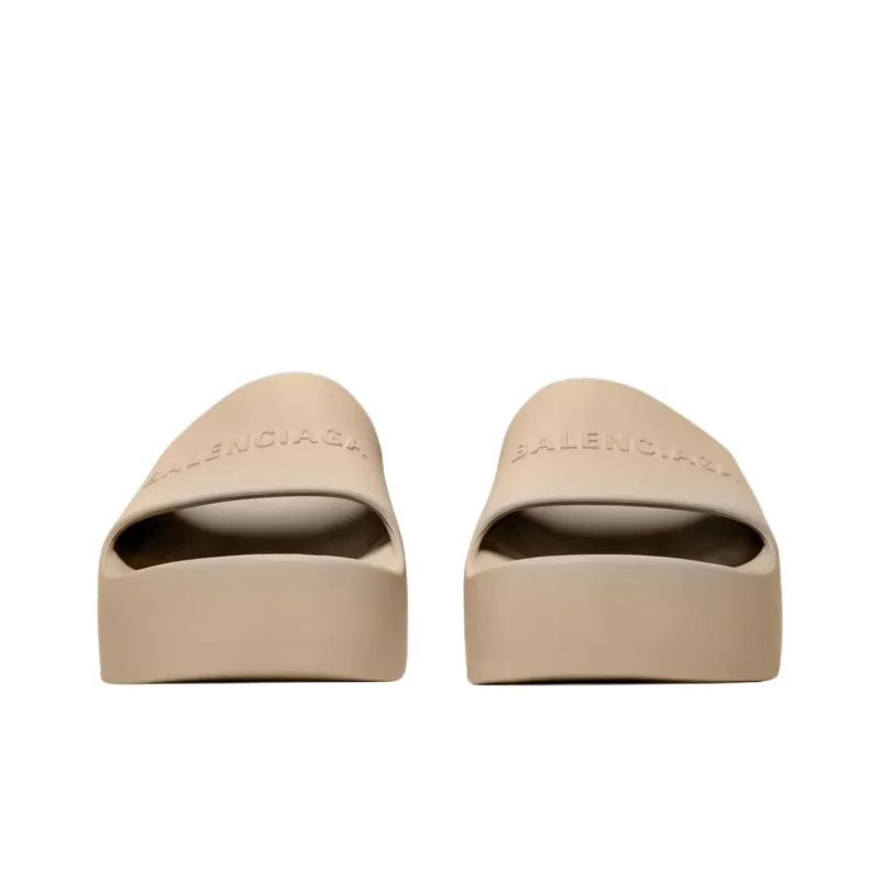 Balenciaga Logo-embossed Platform-wedge Slides-3