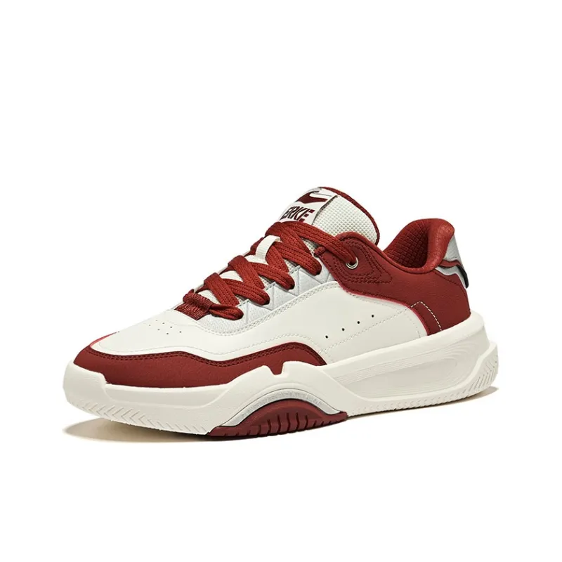 Erke Caramel Latte 2.0 Durable Breathable Low Top Skateboard Shoes Men's Microcrystal White Bordeaux Red-2