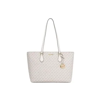 MICHAEL KORS Coated Canvas Tote Bag, Shopping Bag, Shoulder Bag, Handbag Tubas Women's Milk White