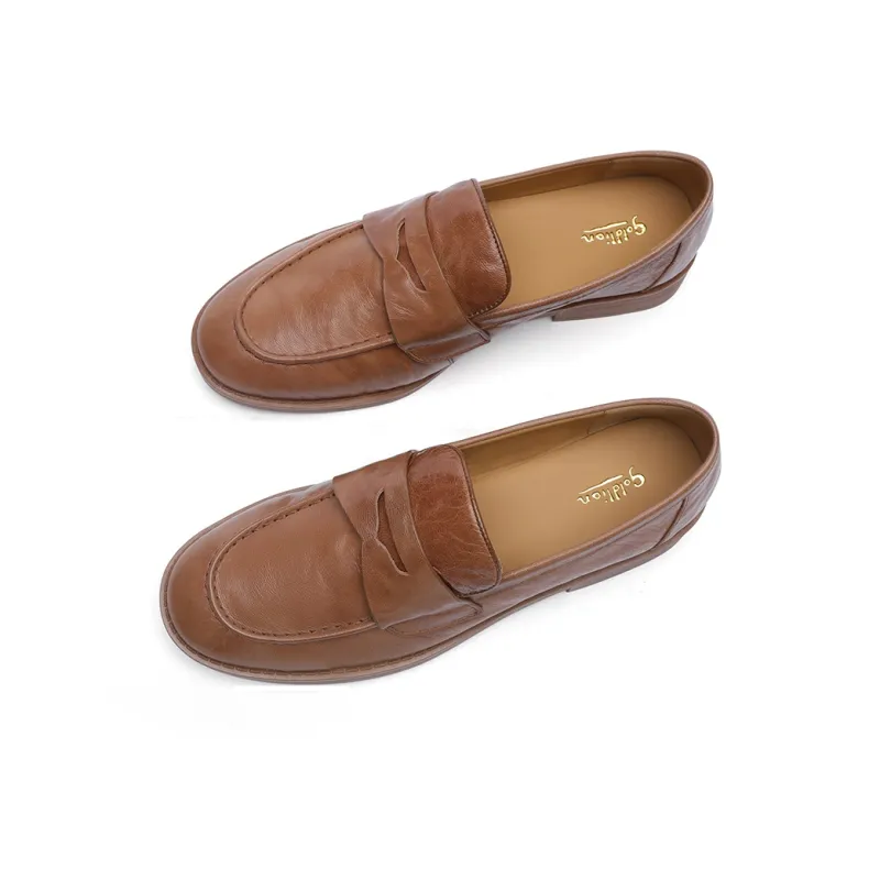GOLDLION Loafers Women's Black/Light Brown-8