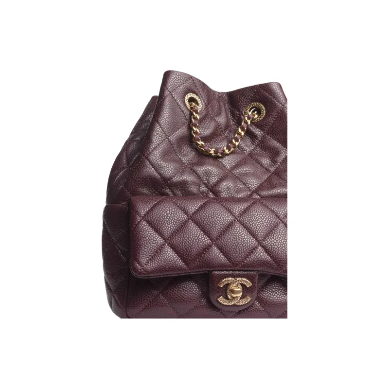 CHANEL Grain Lambskin Backpack Regular Women's Burgundy-2