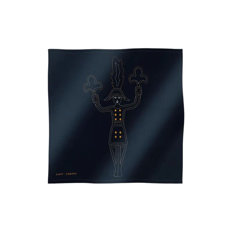 HERMES Cotton Silk Scarves Unisex Blue-1