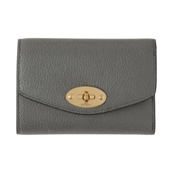 Mulberry Darley Grained Cow Leather Wallet Small Size Women's Charcoal