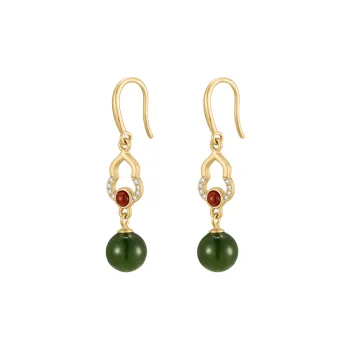 MAMADESHOUHU Hetian Jade Earrings Jasper Women's