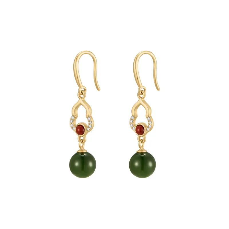 MAMADESHOUHU Hetian Jade Earrings Jasper Women's-0