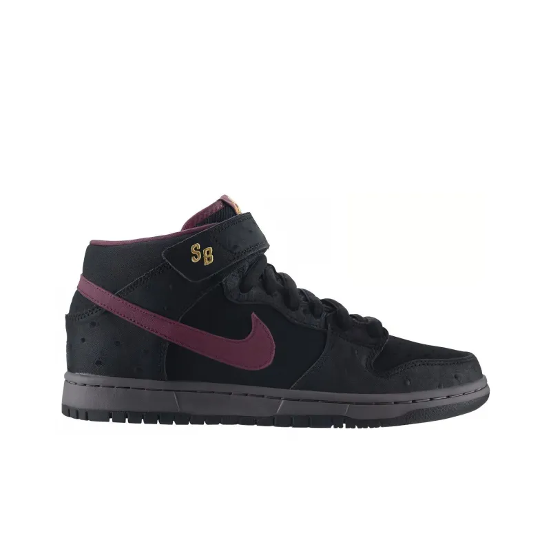 Nike Sb Dunk Mid Black Ostrich Cherrywood-1