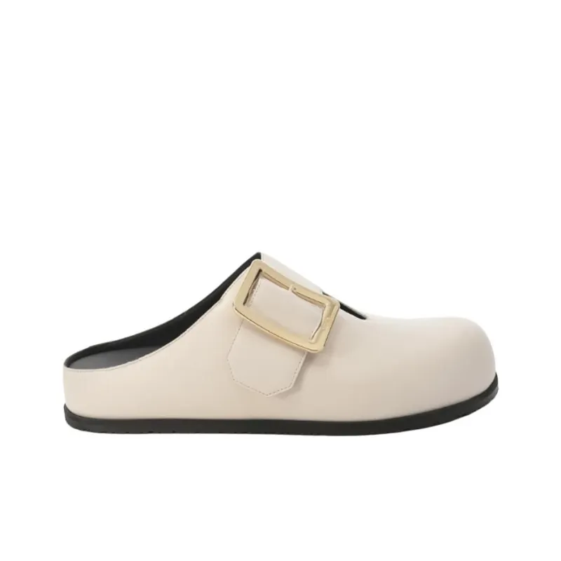 BALLY Closed Toe Slippers, Birkenstock Shoes Women's Ivory White-1