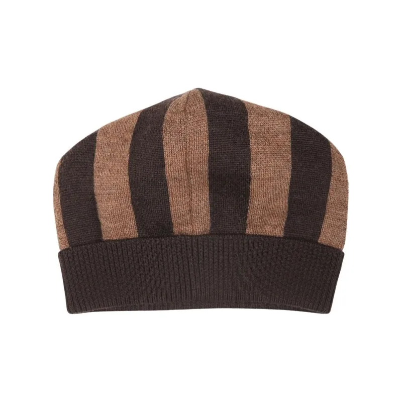 FENDI Logo Intarsia Striped Beanie-1