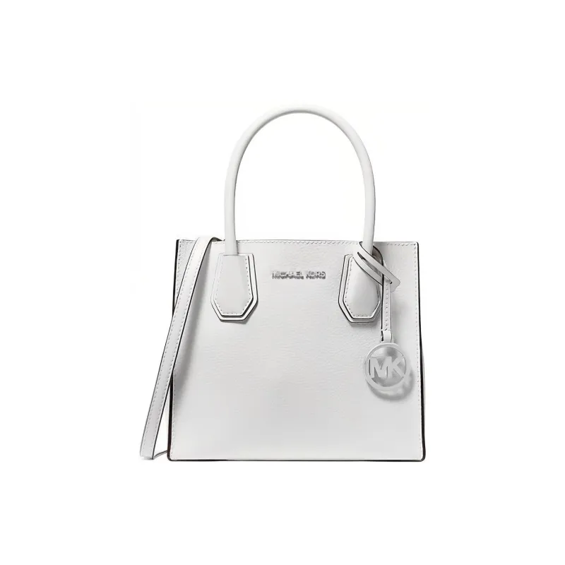 MICHAEL KORS Mercer Leather Tote Bag Shopping Bag Shoulder Bag Crossbody Bag Handbag Medium Size Women's Optical White-0