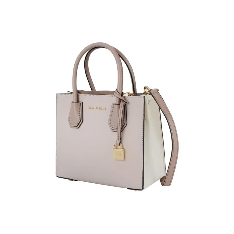 MICHAEL KORS Mercer Leather Trunk Bag, Portable Crossbody Bag, Shoulder Bag Trumpets Women's Cherry Blossom Pink-2