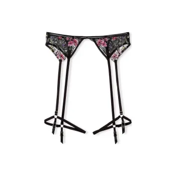 Victoria's Secret Underwear Accessories Women's Black Background Floral Embroidery