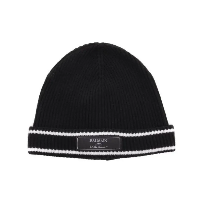 BALMAIN Logo Patch Knitted Beanie-0