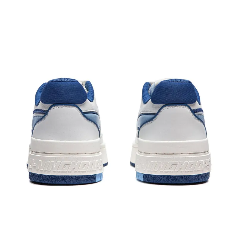 LiNing Rookie Slip-Resistant Cushioning Lightweight Breathable Low-Top Skateboard Shoes Unisex White Blue-5