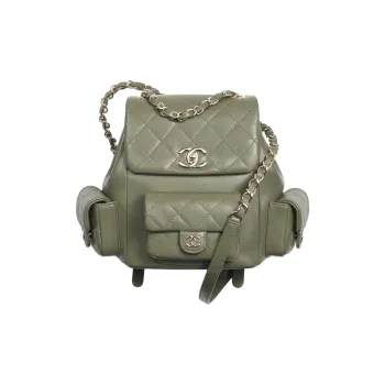 CHANEL Duma Grain Bright Calfskin Backpack Women's Khaki