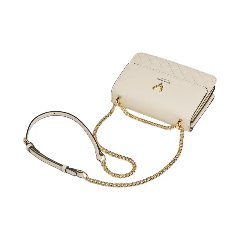 Marino Orlandi Synthetic Leather Split Cow Leather Trunk Bag Shoulder Bag Crossbody Bag Small Size Women's Ecru-7