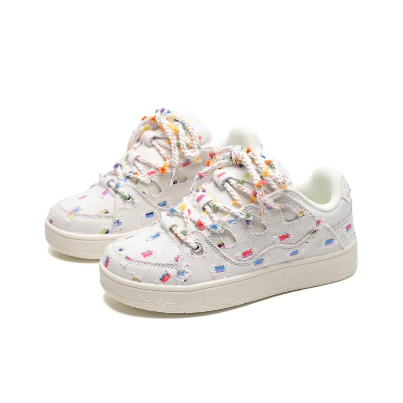 Anime Story Slip Resistant Cushioning Abrasion Resistant Lightweight Breathable Low Top Skateboard Shoes Women's White-2