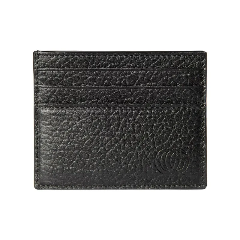GUCCI Litchi Grain Leather Card Holder Men's Black-0
