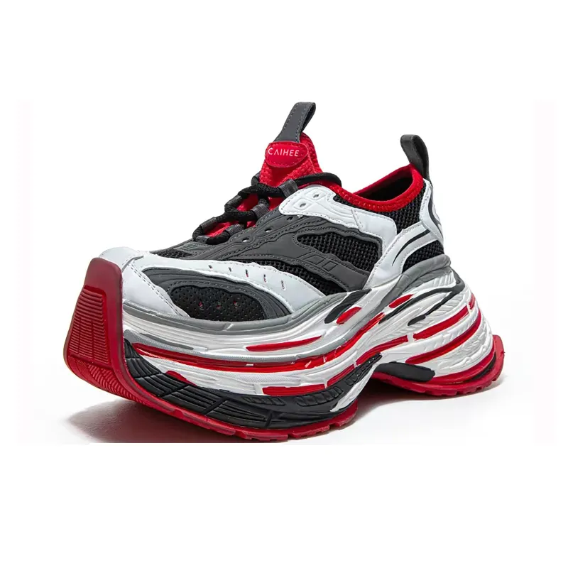 CAIHEE Anti Slip And Wear Resistant Height Increasing Low Top Chunky Sneakers Unisex-6