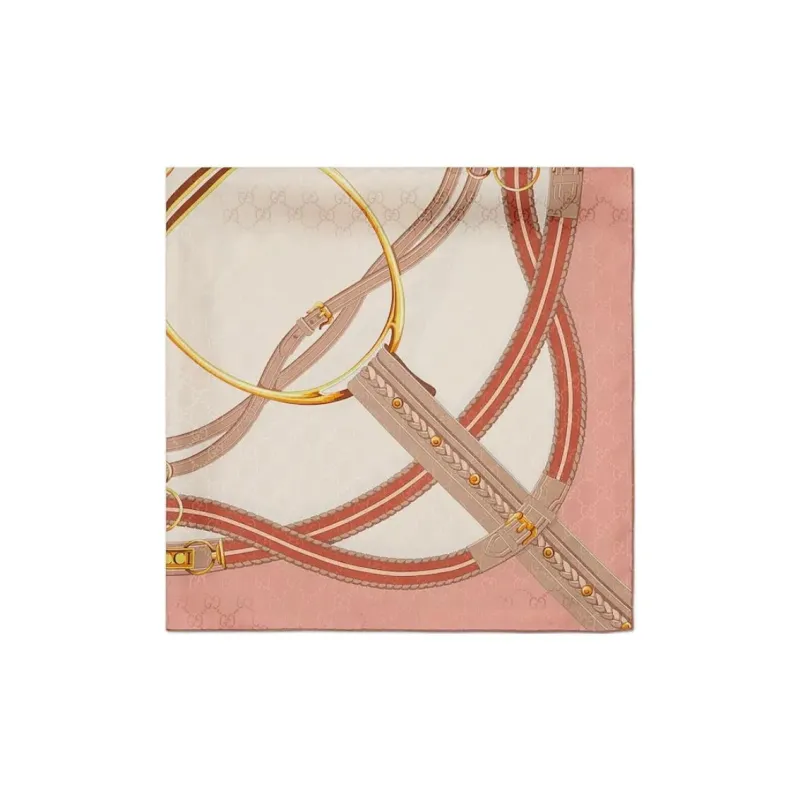 GUCCI Horsebit print Silk Scarf-1