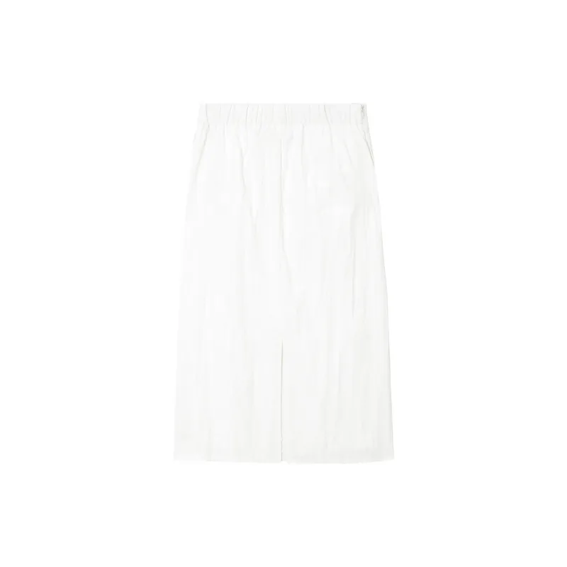 UNVESNO Casual Long Skirts Women's Goose Feather White-1