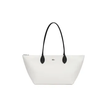 LACOSTE PVC One Shoulder Handbags Large Size Women's Black White