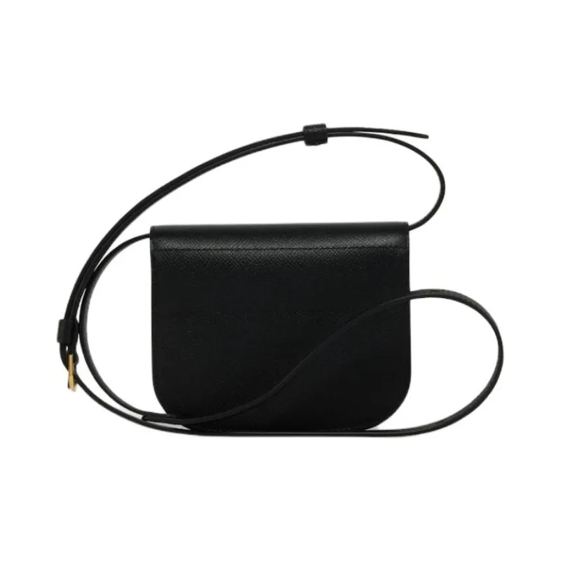 Delvau Shiny Grained Alpina Calfskin Shoulder Bag Crossbody Bag Women's Black-2