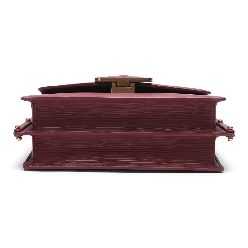 Satchi Top Grain Cow Leather Crossbody Bag Women's Red/White/Yellow/Purple/Black-4