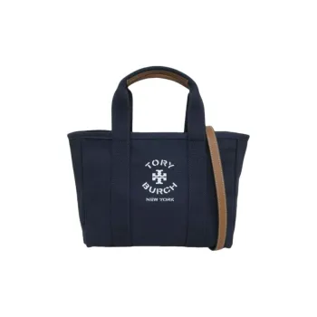 TORY BURCH Canvas Tote Bag, Shopping Bag, Shoulder Bag, Crossbody Bag, Handbag Small Size Women's Dark Blue