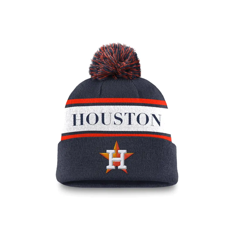 Nike Houston Astros Team Stripe Peak Men's Nike Mlb Cuffed Pom Beanie-0