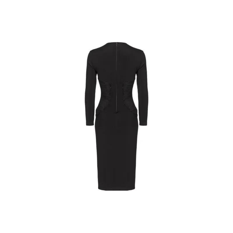 PINKO Aramis Gathered Long Sleeved Midi Dress-1