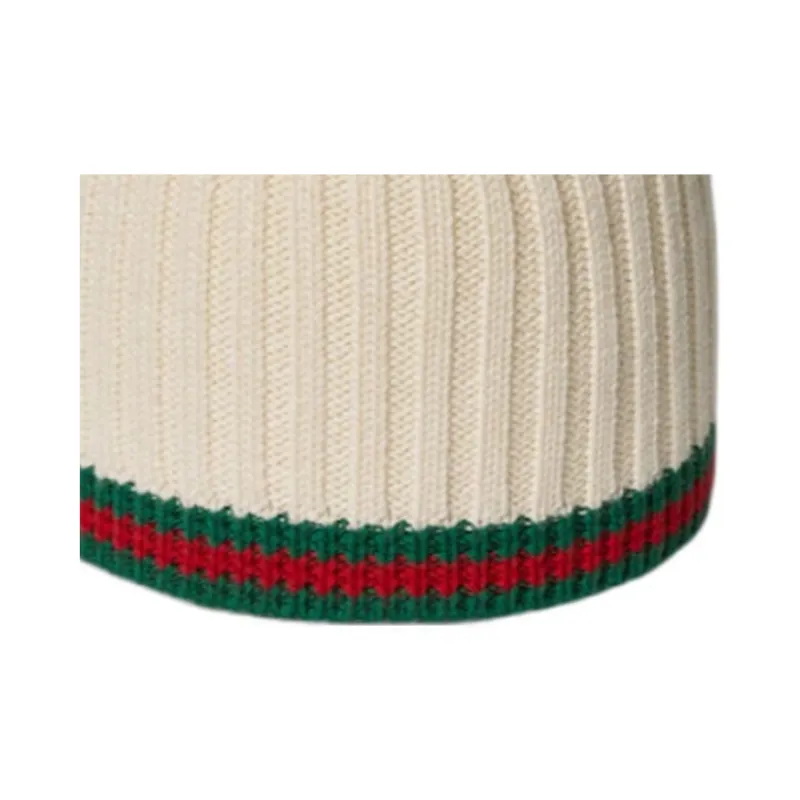 GUCCI Web-Stripe Ribbed-Knit Beanie-2