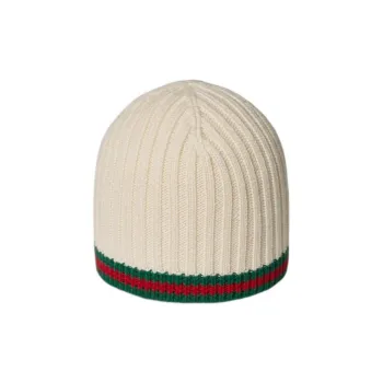 GUCCI Web-Stripe Ribbed-Knit Beanie