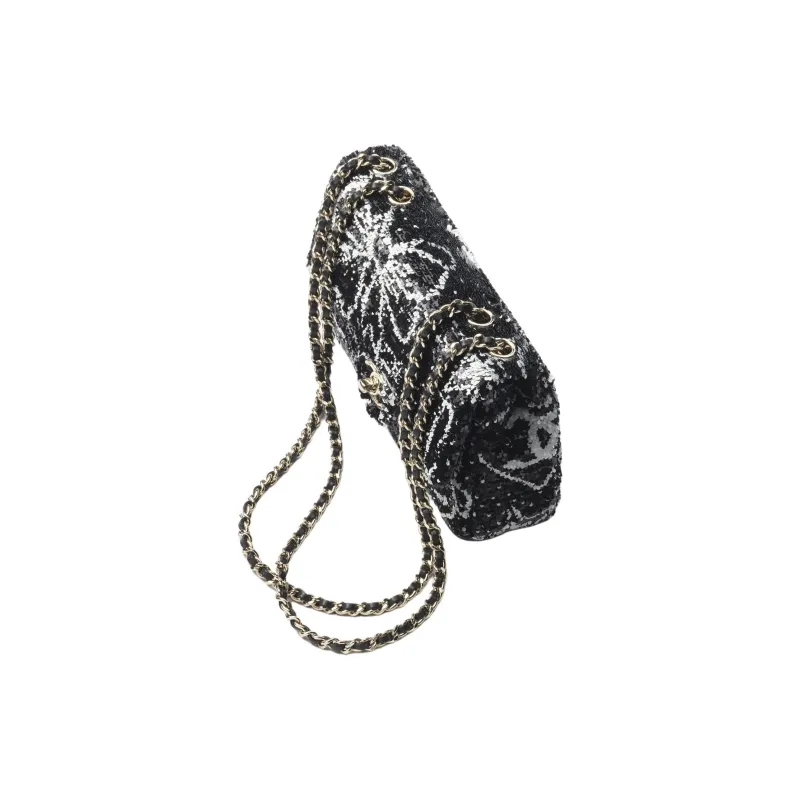 CHANEL Sequins Crossbody Bag, Shoulder Bag Women's Black & White-2
