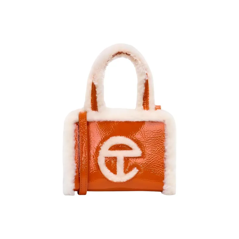 UGG Telfar Collaboration Patent Leather Tote Bag Shopping Bag Handbag Shoulder Bag Small Size Unisex Spicy Pumpkin-0