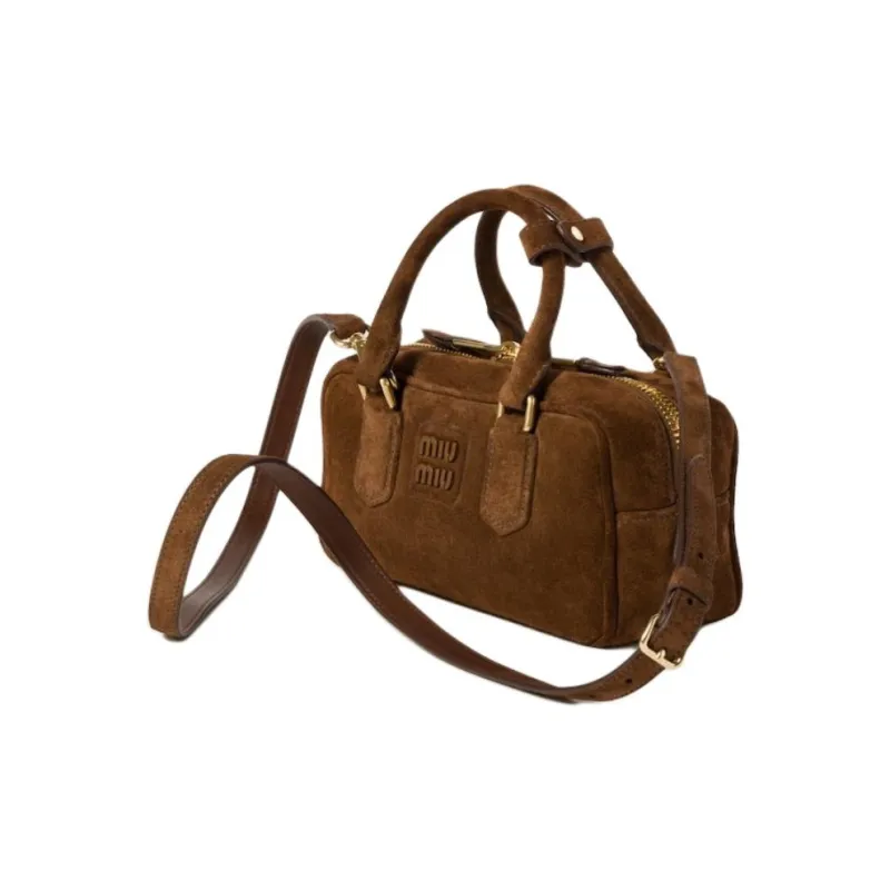 MIU MIU Arcadie Series Suede Leather Shoulder Bag Crossbody Bag Handbag Women's Cocoa Brown-2