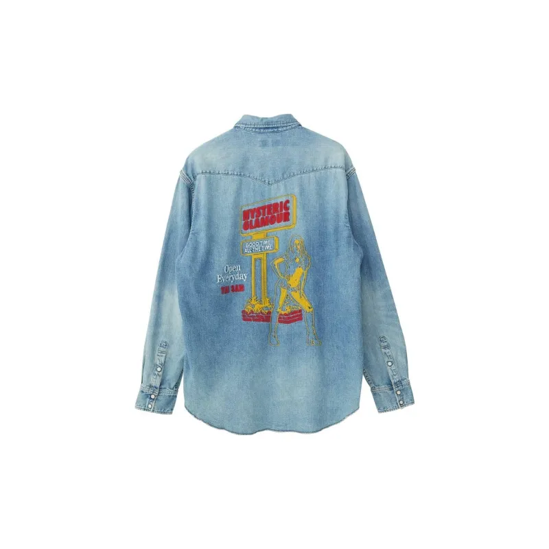 HYSTERIC GLAMOUR FW24 Shirt Men's Light Indigo-1