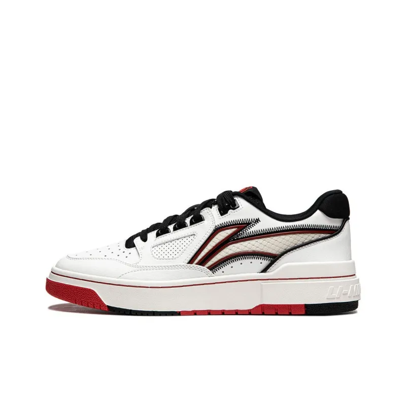 LiNing Rookie Slip Resistant Cushioning Wear Resistant Lightweight Low Top Skateboard Shoes Men's White Red-0