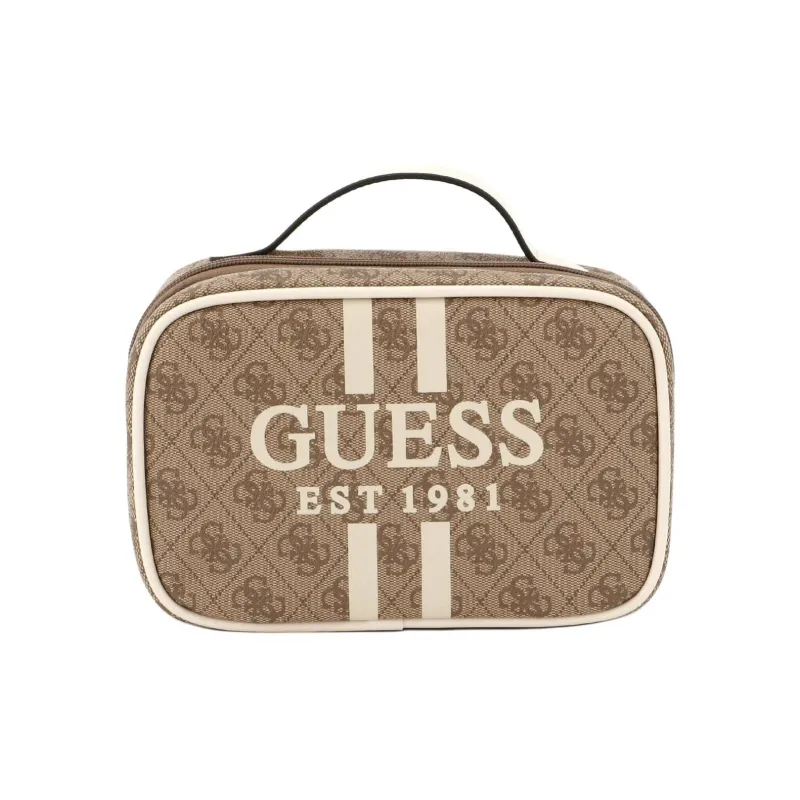 GUESS Polyurethane Makeup Bag Women's Beige-0